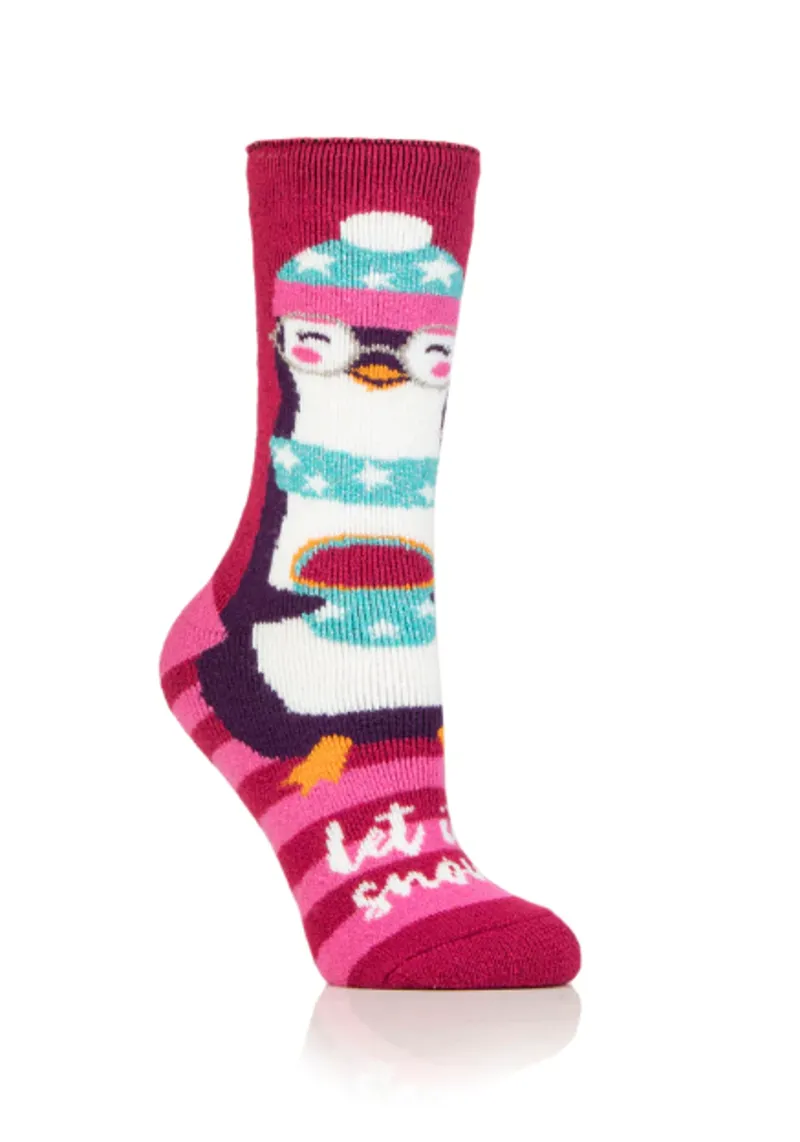 Heat Holders Ladies Lite Christmas Socks - Penguin